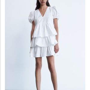 Zara white poplin dress with ruffles